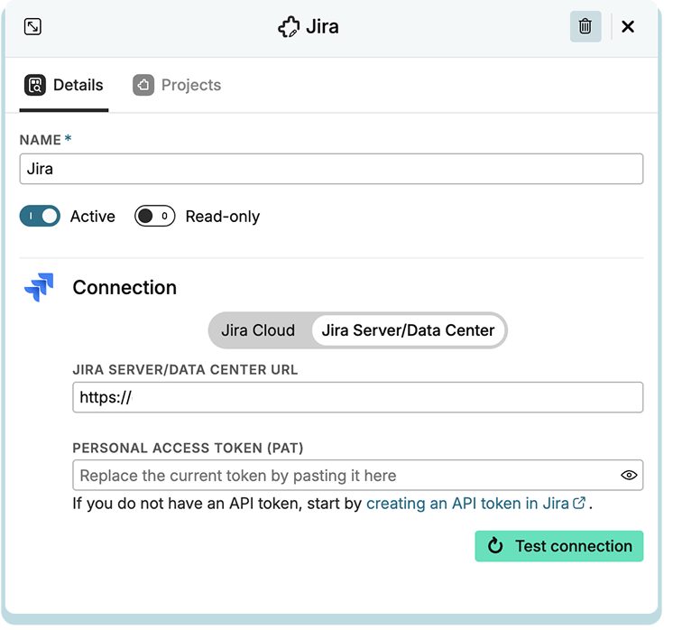 Project selection view