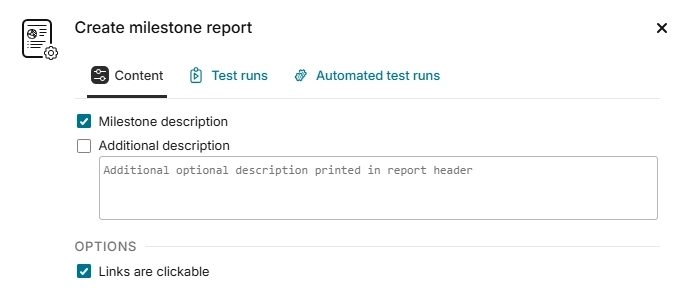 "Report settings for milestones"